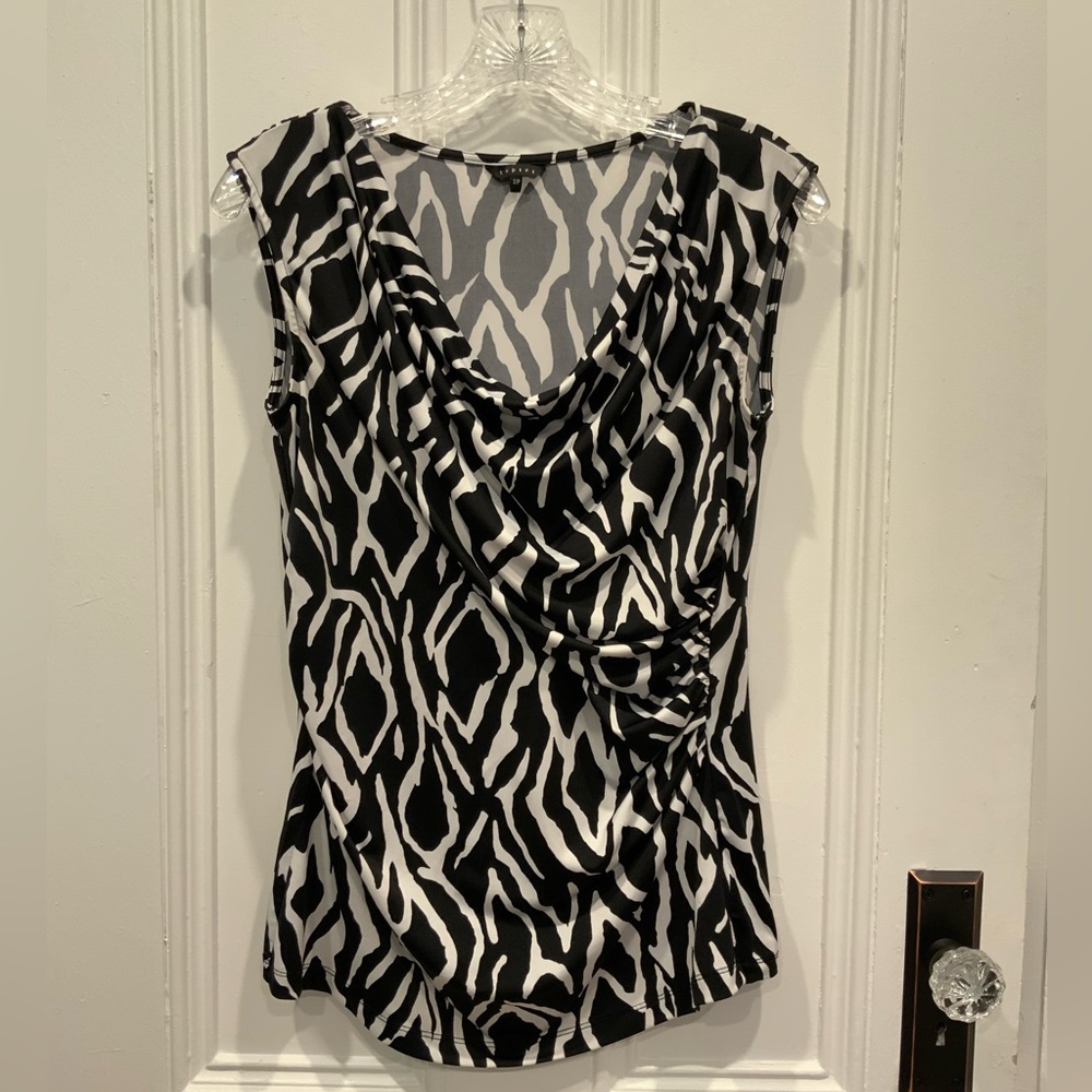 Ispiri Cowl Neck Sleeveless Top with Rousing on Left Side - Size S